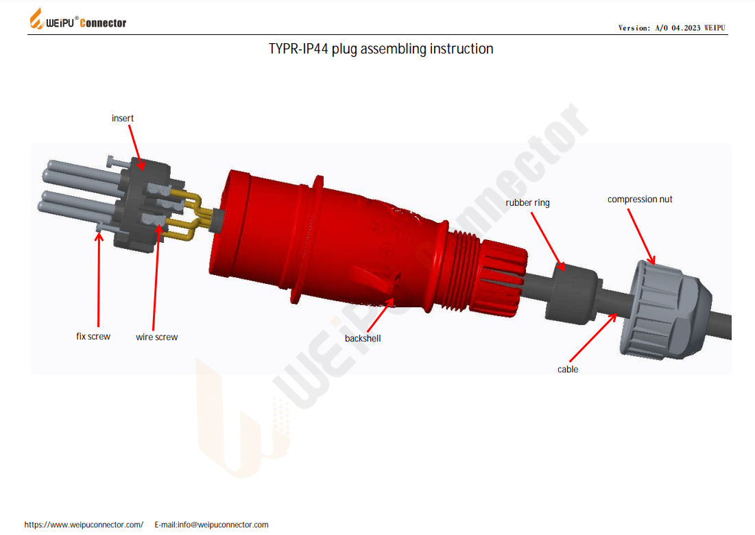 TYPR-IP44 Plug Assembling Instruction