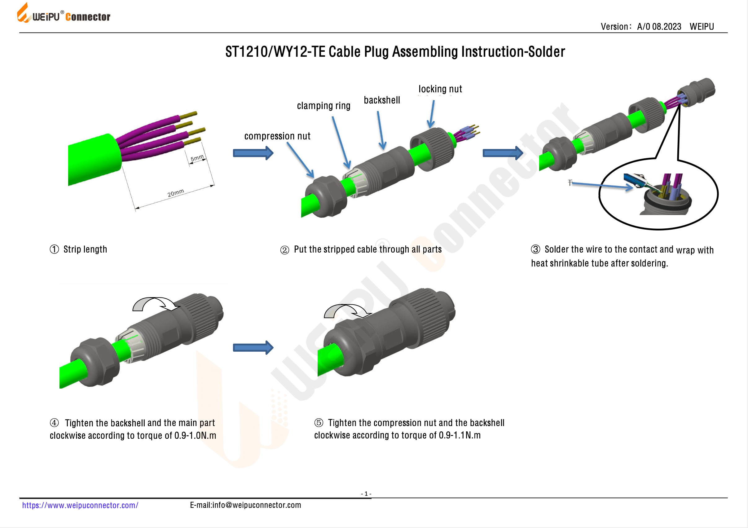 ST1210 & WY12-TE Cable Plug Assembling Instruction