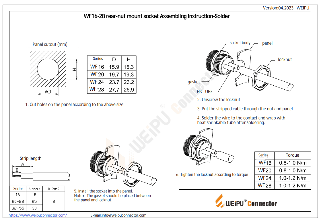 WF16-28 Rear-nut Mount Socket Assembling Instruction-Solder