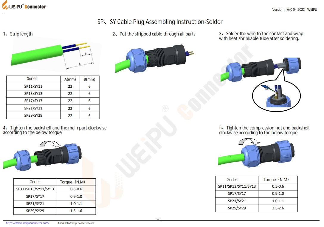 SP SY Cable Plug Assembling Instruction-Solder