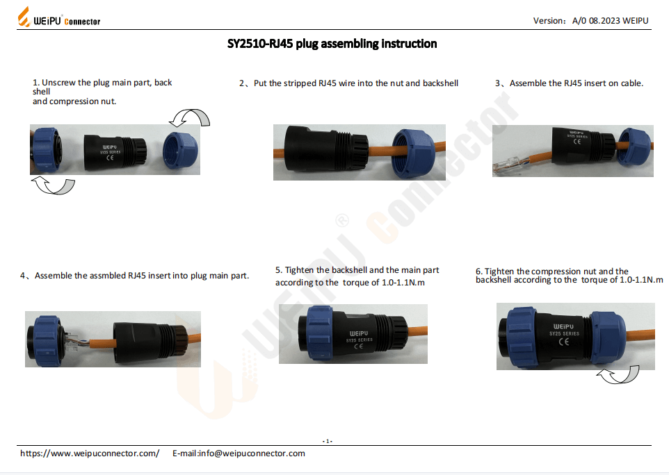 SY2510-RJ45 Plug Assembling Instruction