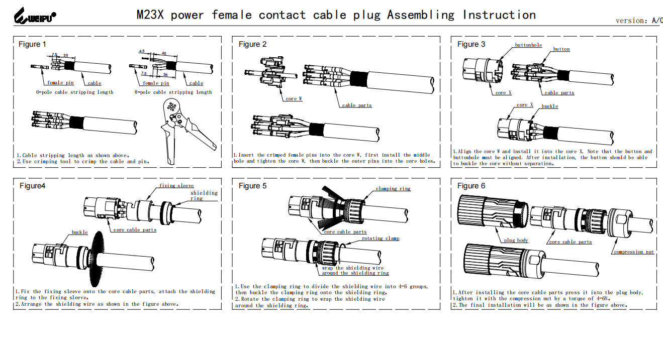 M23XDK_TK Power Female Contact Cable Plug Assembling Instruction
