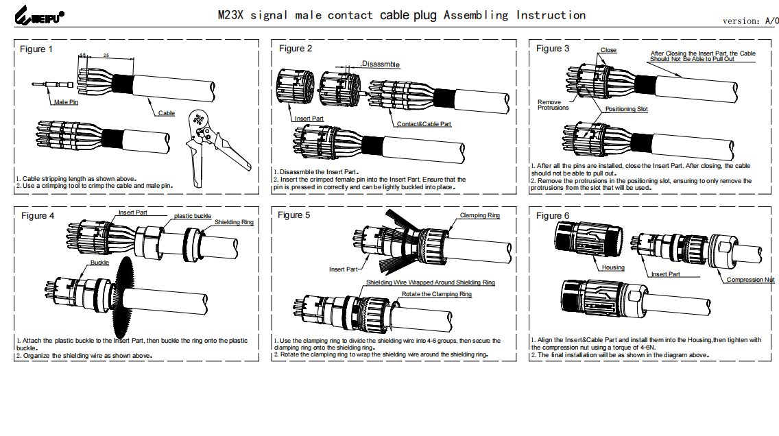 M23XSJ_TK Signal Male Contact Cable Plug Assembling Instruction