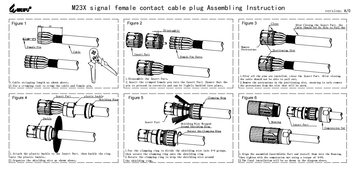 M23XSK_TK Signal Female Contact Cable Plug Assembling Instruction